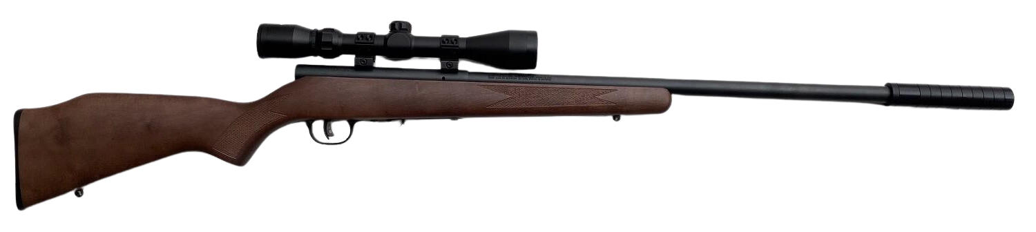 Savage 93 .17 hmr, sæt med kikkert og lyddæmper