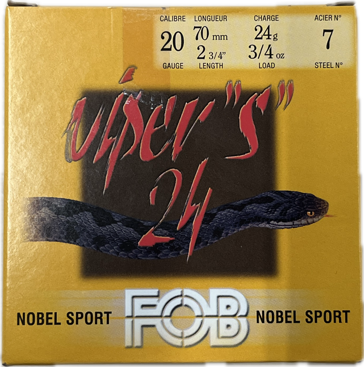 Nobel flugtskydningspatron 20/70 24 gram str 7