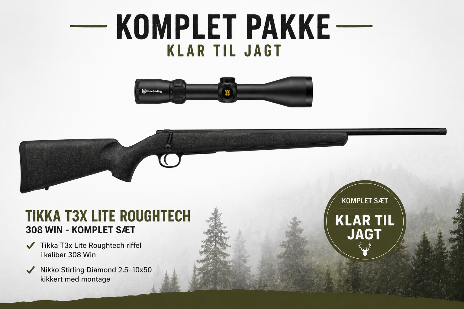 Tikka T3x Roughtech med Nikko stirling kikkert