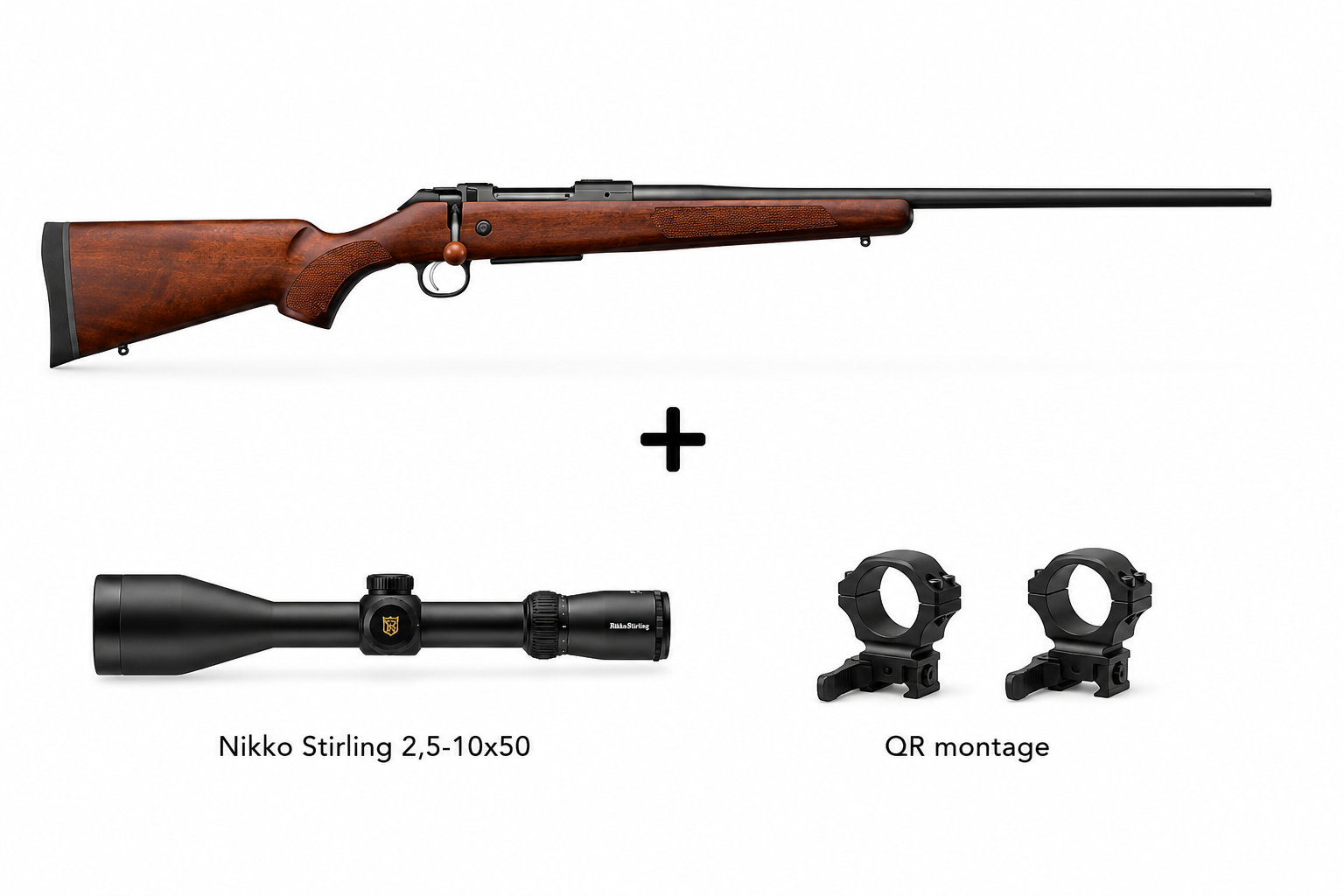 CZ 600+ American 30-06 med Nikko Stirling 2,5-10x50 og QR montage