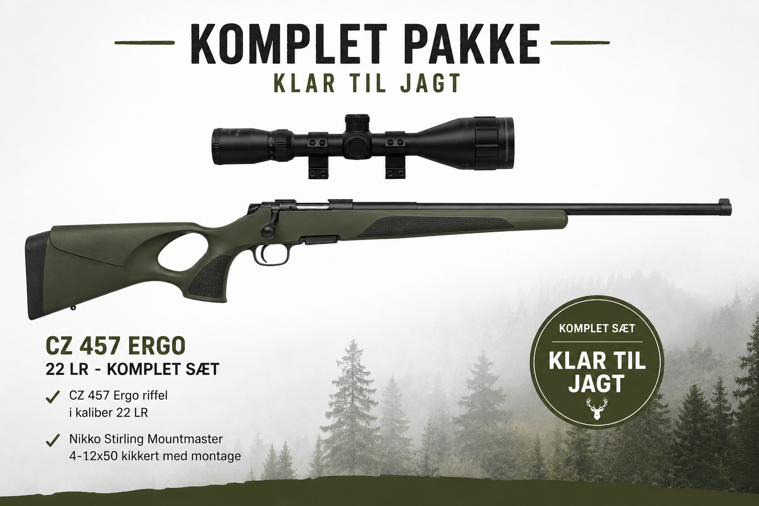 CZ 457 Ergo 22 lr med Nikkostirling mountmaster 4-12x50